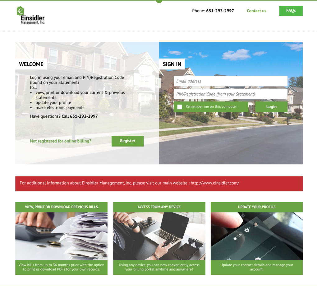 Image of Einsidler Management, Inc. E-Billing Portal