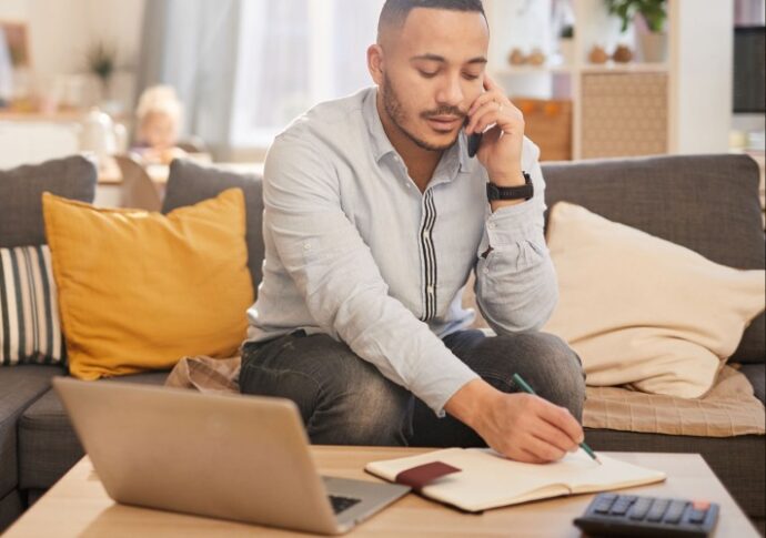 Man doing research in order to buy a new home
