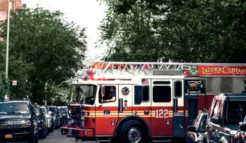firetruck on street in Brooklyn
