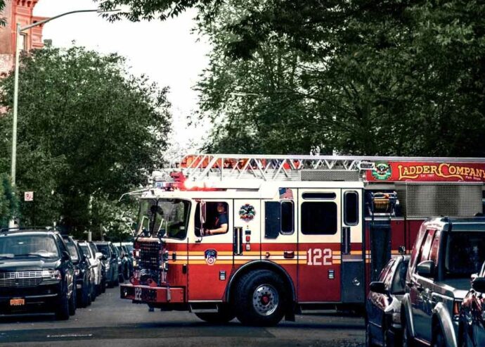 firetruck on street in Brooklyn