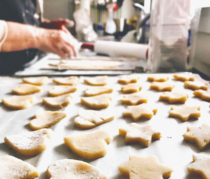 woman baking cookies at home