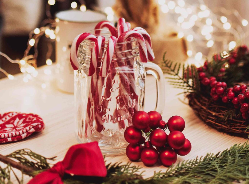 holiday decorations on a table