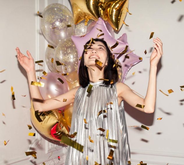 woman celebrating the new year