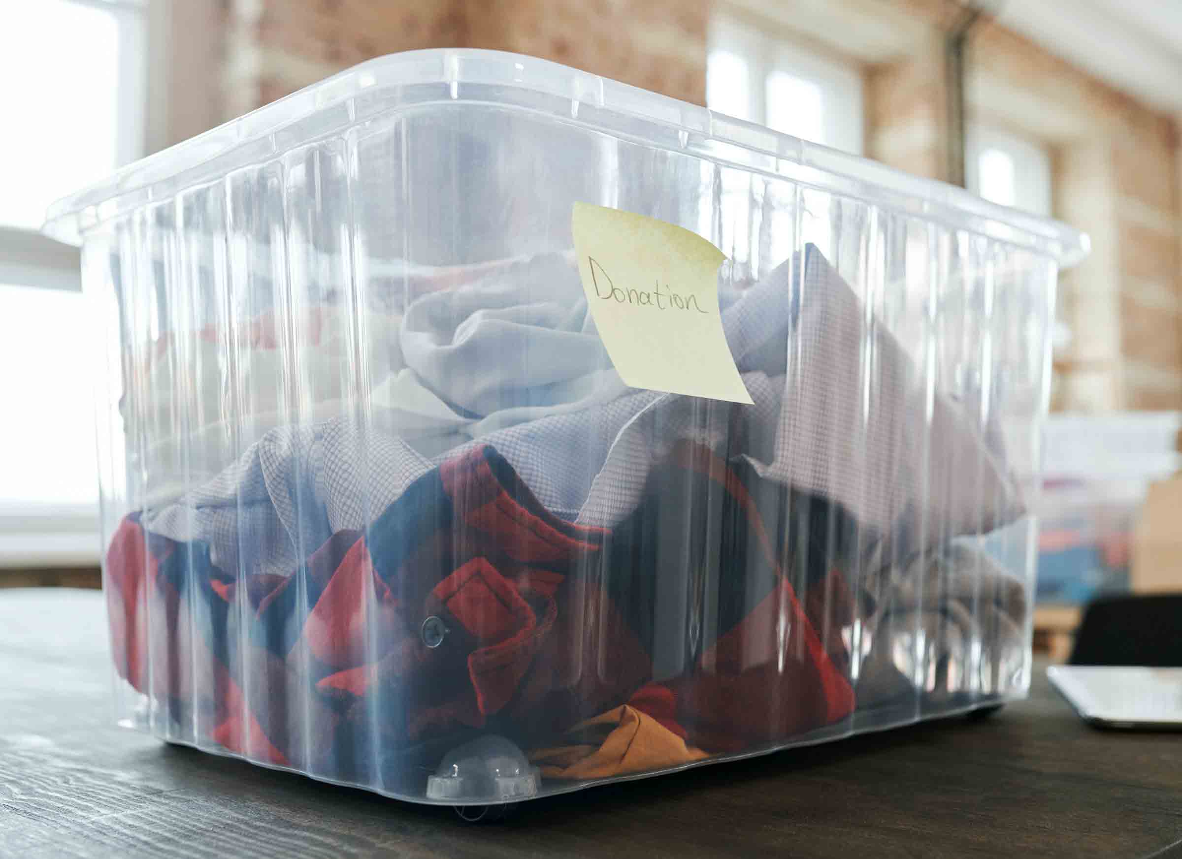 donation bin of clothing
