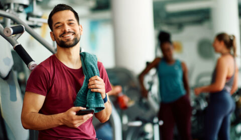 Man using community gym